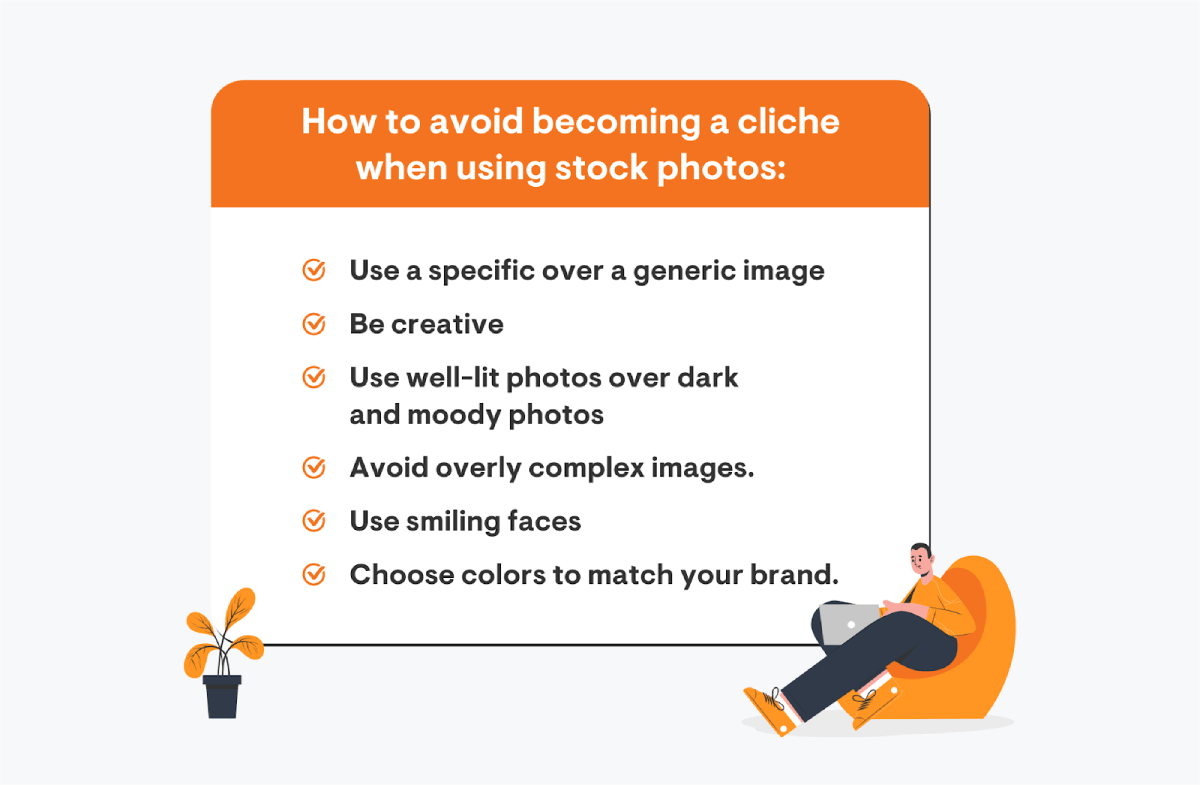 avoid becoming a cliche when using stock photos