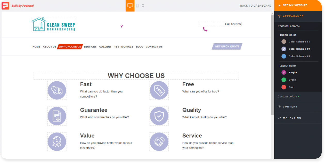 cleaning website why choose us page