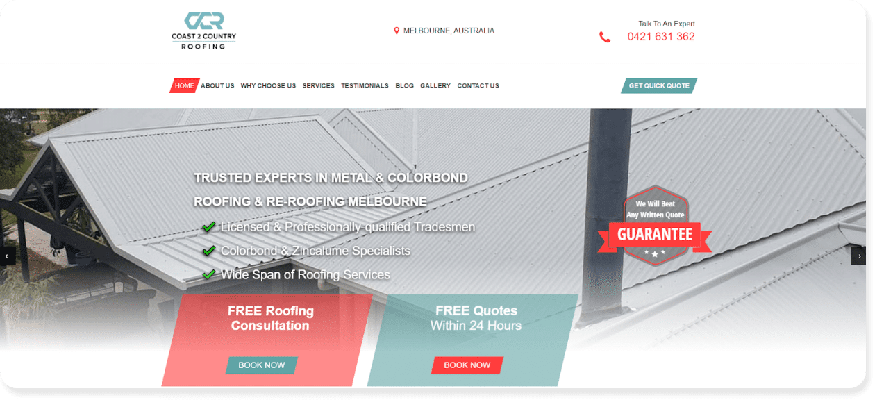 coast 2 country roofing website design