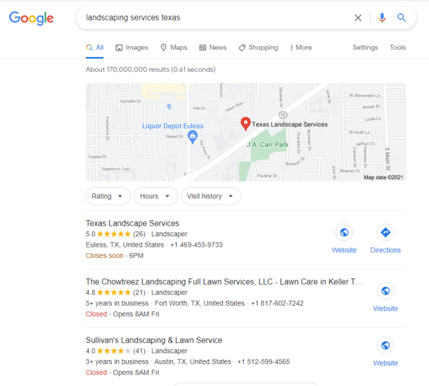 landscaping google reviews example