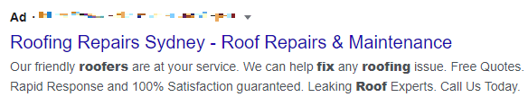 roofing ad clear ad copy example