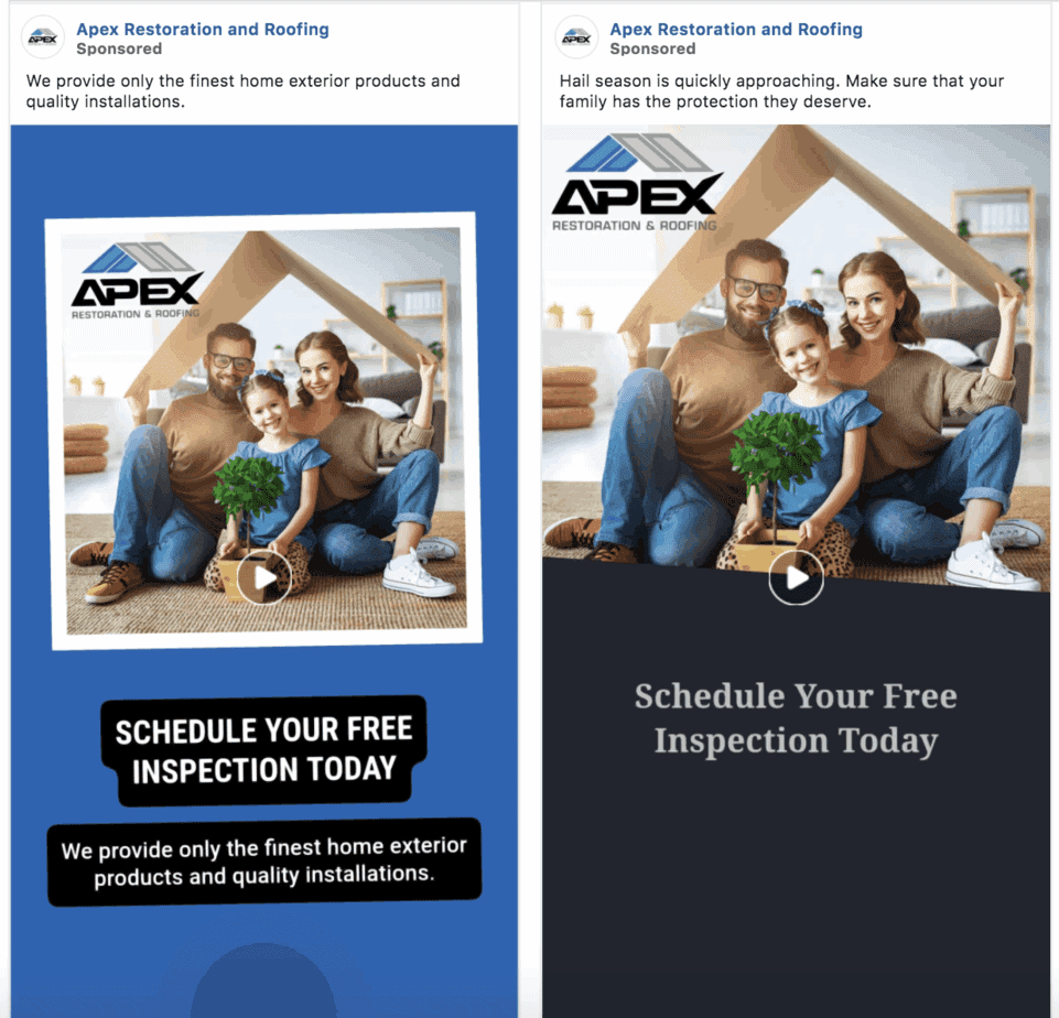 roofing facebook ad example