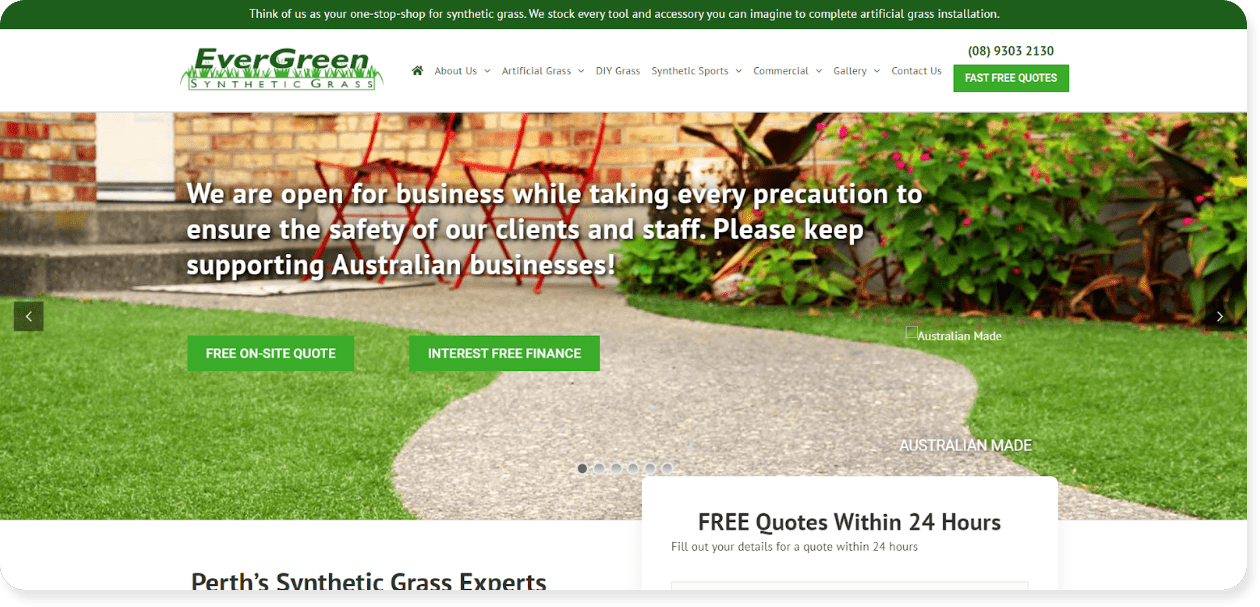 Evergreen Synthetic Grass website design