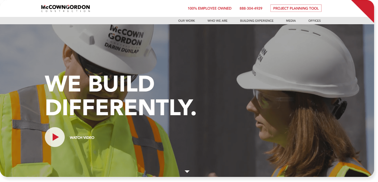 McCown Gordon Construction web design example