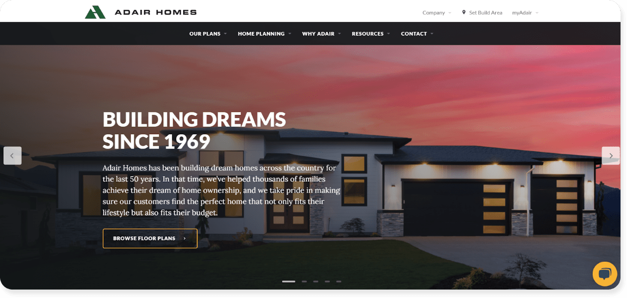 adair homes website design