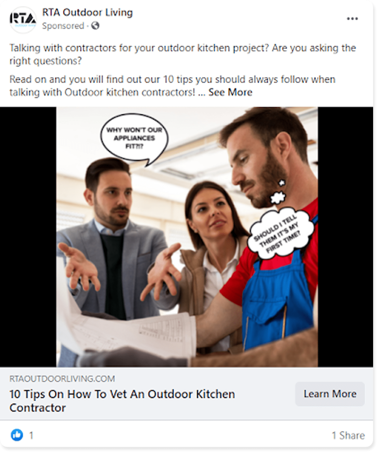outdoor kitchen contractor fb ad example